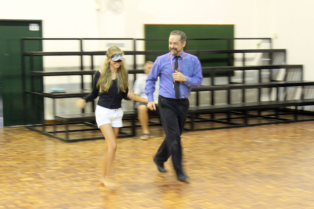 Andy leading an experiential blind running activity