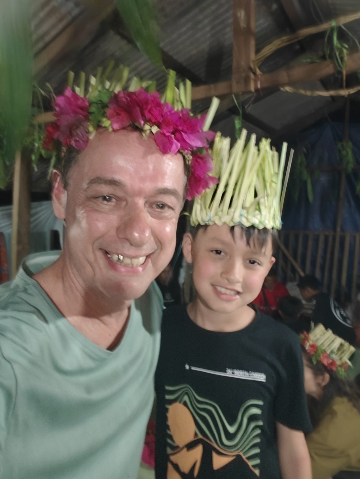 Andy with his son at a gabag in Kelantan in 2026