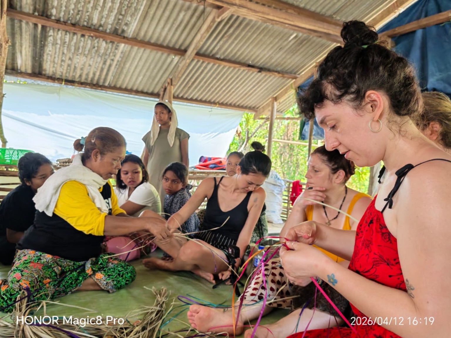Temiar people teaching NDP students traditional Temiar weaving in Kelantan in 2026